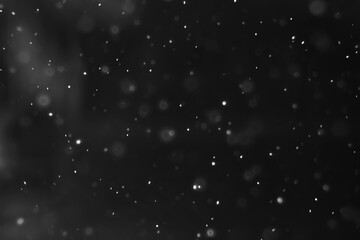 snow black background abstract texture, snowflakes falling in the sky overlay