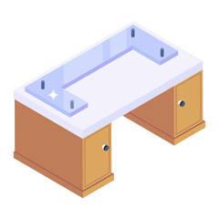 Poster - 
Wooden racks, isometric icon of office bookshelves 
