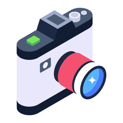 Wall Mural - 
Icon of a camera in isometric design
