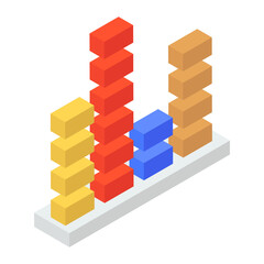 Poster - 
Trendy isometric icon of bar graph
