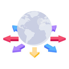 Poster - 
Global cardinal directions icon in isometric design
