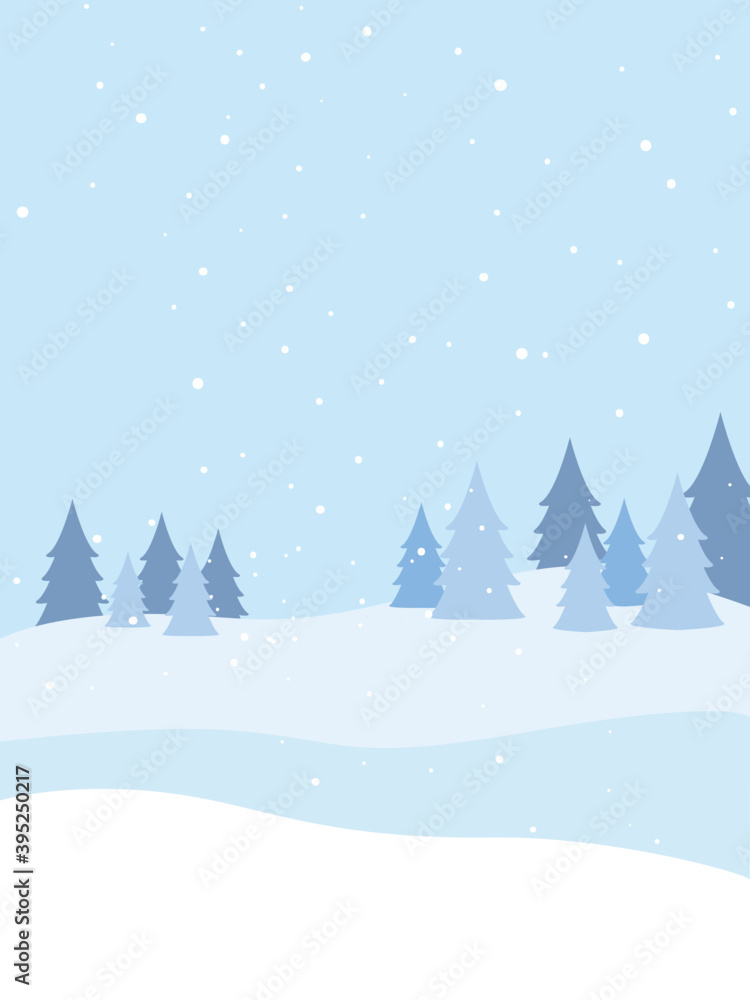 winter landscape with snow and tree Stock Vector | Adobe Stock