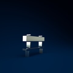 Sticker - Silver Bench icon isolated on blue background. Minimalism concept. 3d illustration 3D render.