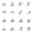 © alekseyvanin - Massage therapy line icons set, outline vector symbol collection, linear style pictogram pack. Signs, logo illustration. Set includes icons as Spa salon, foot massage oil, lotus flower, candle