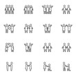 © alekseyvanin - Friendship and love line icons set, outline vector symbol collection, linear style pictogram pack. Signs, logo illustration. Set includes icons as people love, couple relationship, marriage proposal