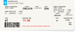 Variant of air ticket boarding pass isolated on white. Template of airline ticket in blue color. Vector illustration