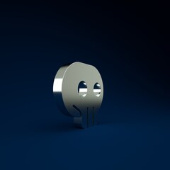 Poster - Silver Skull icon isolated on blue background. Minimalism concept. 3d illustration 3D render.