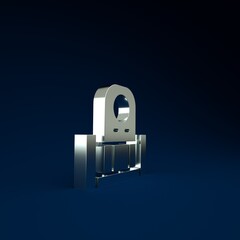 Poster - Silver Grave with tombstone icon isolated on blue background. Minimalism concept. 3d illustration 3D render.