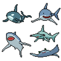 Sticker - pixel art set isolated ocean fish