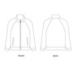 illustration of jacket vector. Zipped jacket vector. Front zip jacket. Technical sketch sport long sleeved sweatshirt.