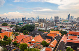 Fototapeta Miasto - view to the cityscape of Bangkok Thailand Asia from Wat Saket