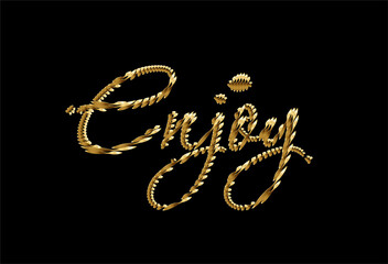 Wall Mural - Enjoy Calligraphic gold Style Text Vector illustration Design.