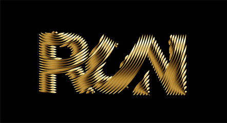 Wall Mural - Run Gold calligraphic text vector illustration design.