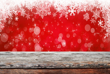 Sticker - Empty old wooden table background - christmas background