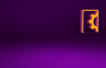 Orange Software, web development, programming concept icon isolated on purple background. Programming language and program code on screen tablet. Minimalism concept. 3d illustration 3D render.