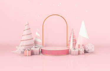Aufkleber - Christmas podium backdrop for product display. 3d render.