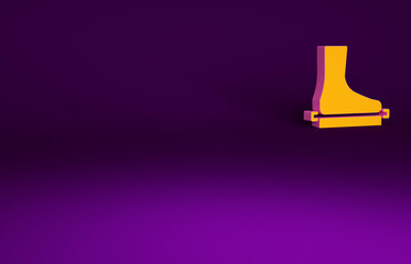 Orange Flat foot icon isolated on purple background. Minimalism concept. 3d illustration 3D render.