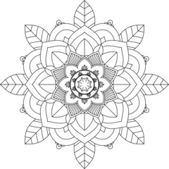 Easy Mandala coloring book simple and basic for beginners, seniors and children. Set of Mehndi flower pattern for Henna drawing and tattoo. Decoration in ethnic oriental, Indian style.