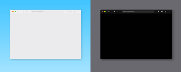Web browser window template. Blank screen web browser in flat design. Vector illustration