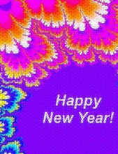 Happy New Year Greetings On Fractal Background