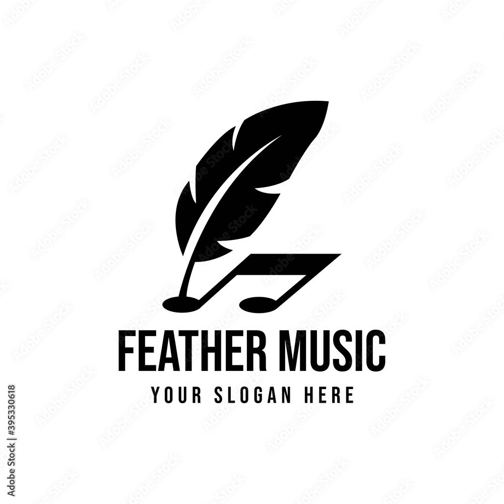 Feather music key notes logo design inspiration Stock Vector | Adobe Stock