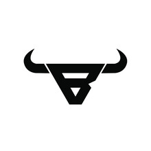 Abstract Letter B  Triangle Bull Head Logo 