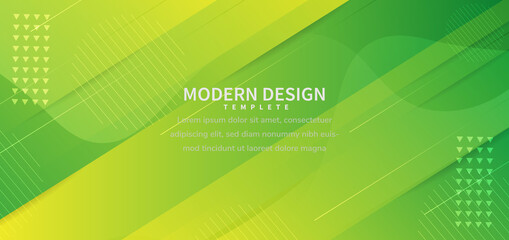 Banner design geometric green overlapping background with copy space for text.