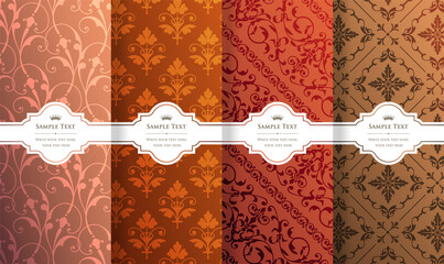 Wall Mural - vintage seamless pattern background set.