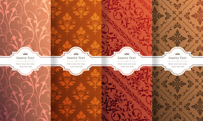 Sticker - vintage seamless pattern background set.