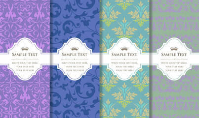 Wall Mural - vintage seamless pattern background set.