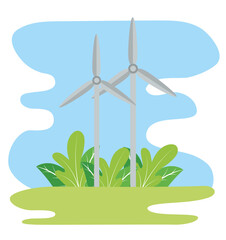 Sticker - windmill turbines energy alternative icon vector illustration design