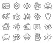 © blankstock - Business icons set. Included icon as Speech bubble, Post package, Cloud storage signs. Piggy sale, Ph neutral, Like hand symbols. Patient history, Comment, Medical vaccination. Swipe up. Vector