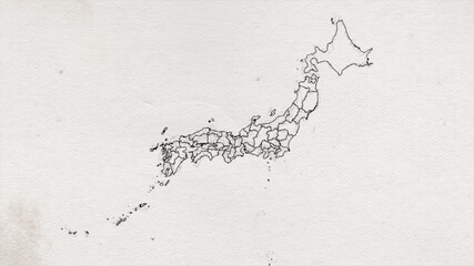 Wall Mural - japan map drawing showing up intro by regions/ 4k animated japan map drawing intro background with d