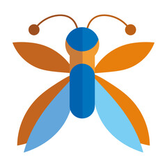 Sticker - winged insect animal in cartoon flat icon style