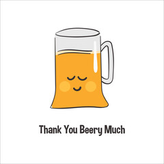 Сute thanksgiving card thank you beery very much on white isolated background