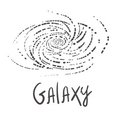 doodle Vector galaxy with nebula, constellations and stars. Galaxy Milky Way icons space background