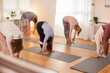 © Monkey Business - Group With Teacher Standing And Stretching In Yoga Class Inside Community Center