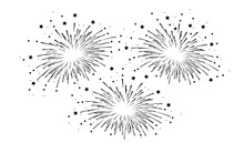 Fireworks And Stars Isolated On White Background. Vector Illustration