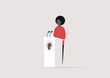 © nadia_snopek - Black people rights, a female African American character standing standing behind the pulpit with a fist emblem on it, political process