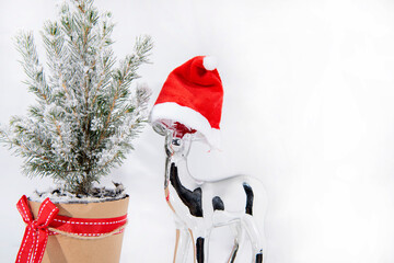 Wall Mural - Christmas tree decoration. Merry Christmas concept. Small Christmas elements  isolated on white background.