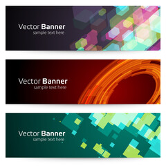 Wall Mural - Banner with square cells and round shapes vector template. Geometric green flow rhomboid particles blue futuristic network stripes.