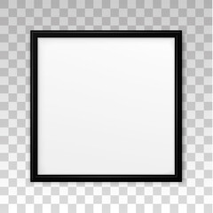 Wall Mural - square mockup black frame photo on wall. mock up artwork picture framed. horizontal boarder. empty b