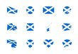 Scotland flag - flat collection. Flags of different shaped twelve flat icons.