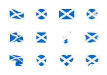 Scotland Flag - Flat Collection. Flags Of Different Shaped Twelve Flat Icons.