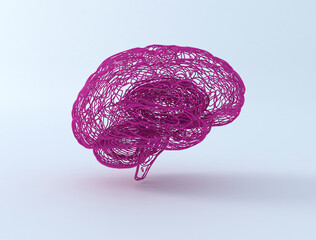 Wall Mural - Abstract human brain wire, 3d render illustration