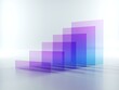 © wacomka - 3d render, abstract background with row of violet blue square translucent glass shapes isolated on white