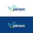Person institute vector logo. Abstract line elements
