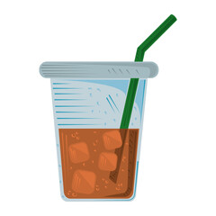 Wall Mural - tea plastic cup with straw and ice cubes icon