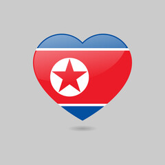 Canvas Print - Vector Glossy North Korea Flag Heart