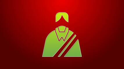 Poster - Green line Jesus Christ icon isolated on red background. 4K Video motion graphic animation